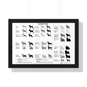 20 Coat Types Chart - Framed Horizontal Poster for Pet Lovers