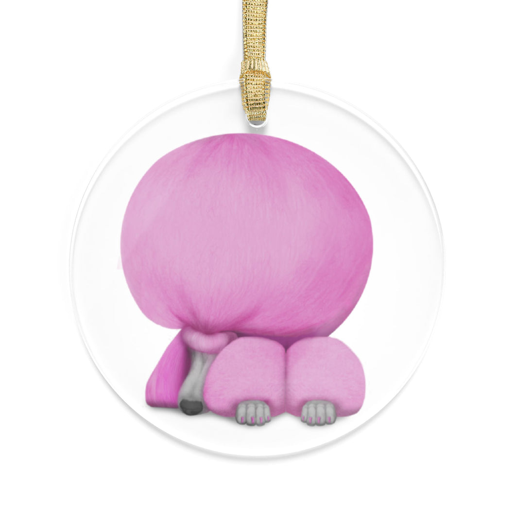 Pink Sleeping Poodle Ornament