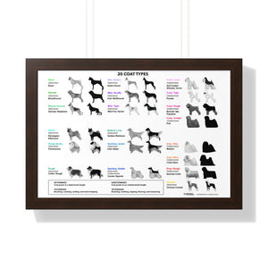 20 Coat Types Chart - Framed Horizontal Poster for Pet Lovers
