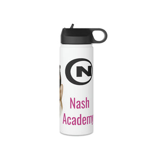 Nash Academy Logo with Collage Stainless Steel Water Bottle, Standard Lid